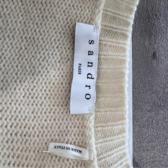 Sandro Paris Geometric Knit Sweater Black Tan Cream Colorblock Size 3 - Picture 11 of 15